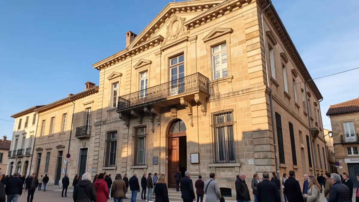 Façade de l'Hôtel de Ville de Saint-Girons, récompensée pour son fleurissement.